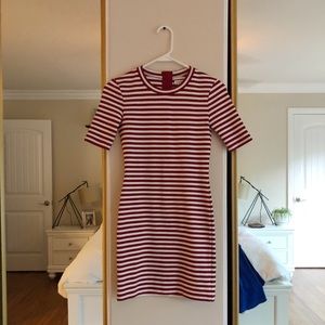 Aritzia Sunday Best Burgundy Striped Dress